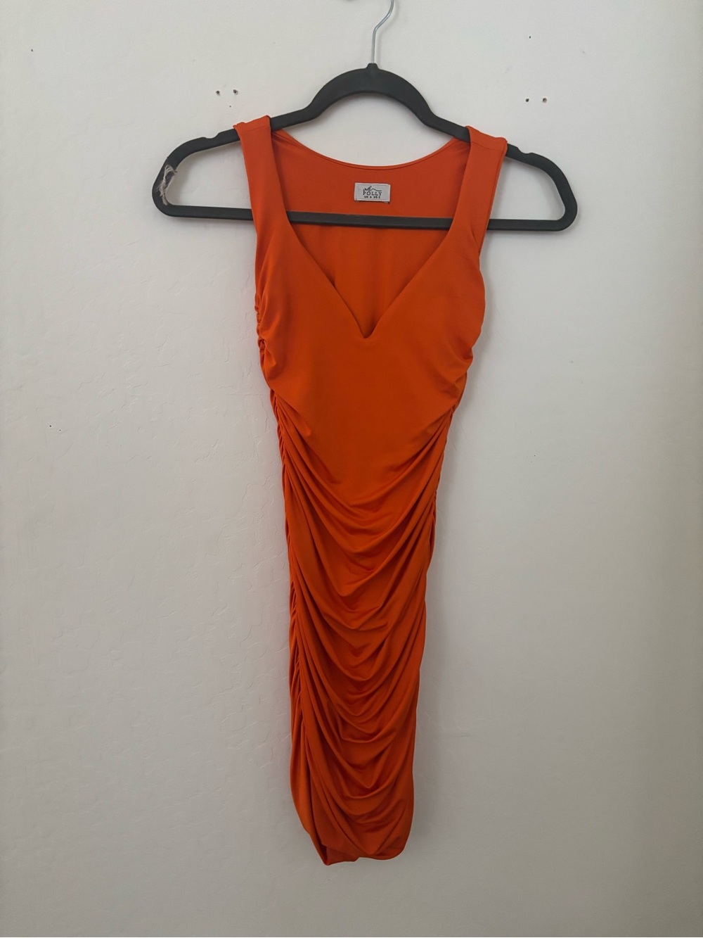 Oh Polly Orange Ruched Bodycon Dress Size 2